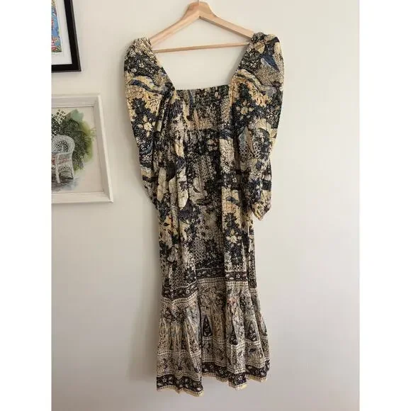 ULLA JOHNSON Natilda Puff Sleeve Midi Dress in Bellflower Size 8 - Picture 10 of 11